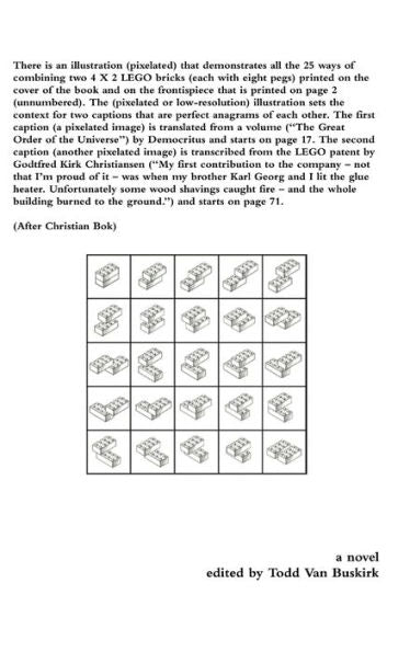 There Is An Illustration (Pixelated) That Demonstrates All The 25 Ways Of Combining Two 4 X 2 Lego Bricks (Each With Eight Pegs) Printed On The Cover ... On Page 2 (Unnumbered). The (Pixelated...