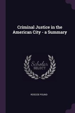 Criminal Justice In The American City - A Summary