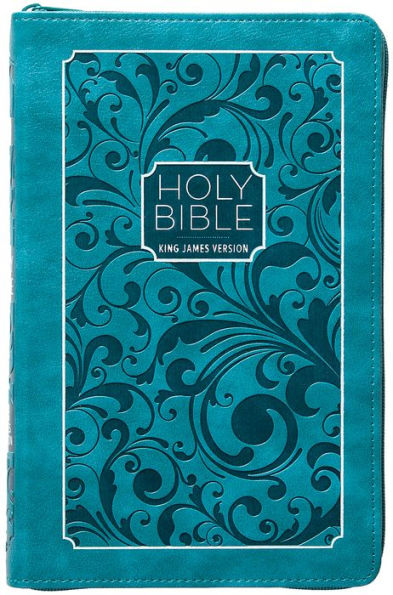 Kjv Holy Bible: Turquoise (Blue/Green), Large Print (11-Pt) ?Zipper Closure, Ribbon Marker, Faux Leather, King James Version