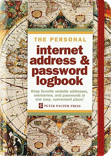 Old World Internet Address & Password Logbook (removable cover band Fur security)