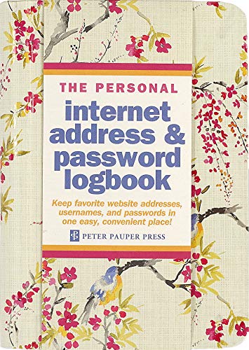 Blossoms & Bluebirds Internet Address & Password Logbook (removable cover band Fur security)