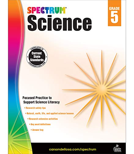 Spectrum Grade 5 Science Workbook?????5Th Grade State Standards, Safety Tips And Applied Science Lessons, Research Activities With Answer Key For Homeschool Or Classroom (144 Pgs)