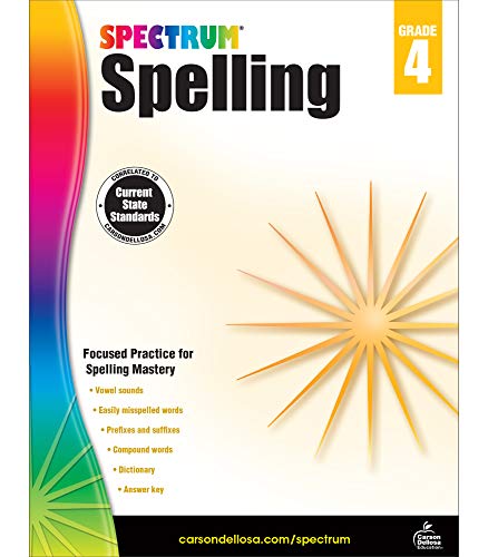 Spectrum 4Th Grade Spelling Workbook?????state Standards For Focused Spelling Practice With Dictionary And Answer Key For Homeschool Or Classroom (208 Pgs)