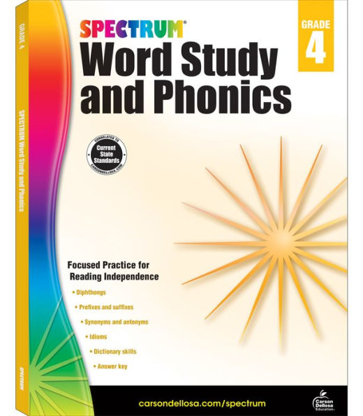 Spectrum Grade 4 Word Study And Phonics Workbooks, Ages 9 To 10, 4Th Grade Phonics And Word Study, Dictionary Skills, Vocabulary Builder, Synonyms And ... Prefixes And Suffixes - 176 Pages (Volume 90)