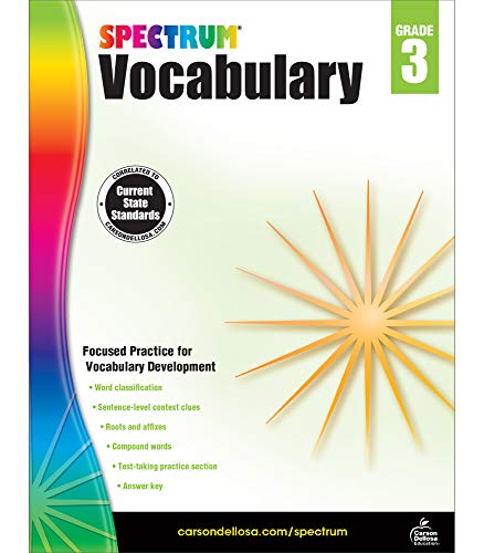 Spectrum Grade 3 Vocabulary Workbook?????3Rd Grade State Standards For Word Classification, Roots, Compound Words With Answer Key For Homeschool Or Classroom (160 Pgs)