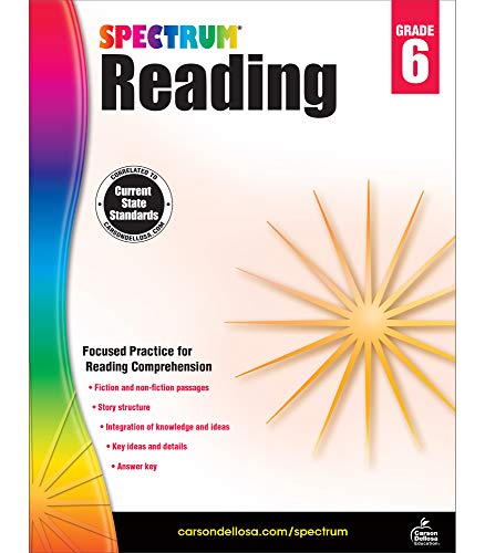 Spectrum 6Th Grade Reading Workbook?????state Standards For Closed Reading Comprehension, Nonfiction Fiction Passages With Answer Key For Homeschool Or Classroom (174 Pgs)