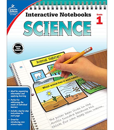 Carson Dellosa Science Interactive Notebook???Grade 1 Life, Physical, Space, And Earth Science Lessons With Reproducible Folds, Tabs, And Charts (96 Pgs) (Interactive Notebooks)