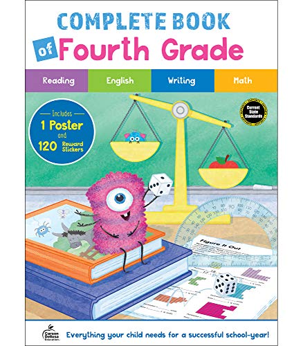 Carson Dellosa The Complete Book Of Fourth Grade Workbook—Parts Of Speech, Writing Comprehension, Library Skills, Rounding And Estimating Numbers, Classroom Or Homeschool Curriculum (256 Pgs)