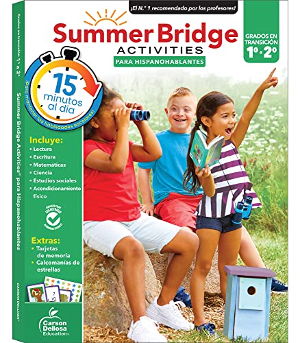 Summer Bridge Activities?« Spanish Workbook, Bridging Grade 1 to 2 in Just 15 Minutes a Day, Reading, Writing, Math, Science, Social Studies, Summer Learning Activity Book With Spanish Flash Cards