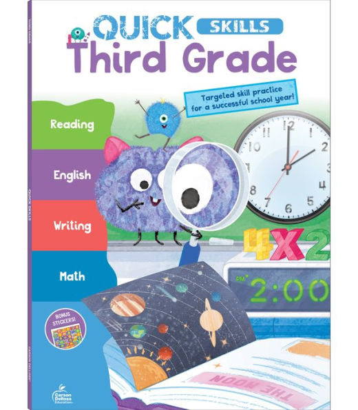 Carson Dellosa Quick Skills 3Rd Grade Workbooks All Subjects, Reading, Writing, Ela, Math Third Grade Workbooks, Phonics, Sentence Types, Multiplication, Division, Classroom Or Homeschool Curriculum