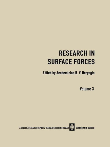 Research In Surface Forces: Volume 3
