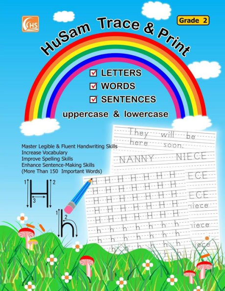 Husam Trace And Print : Letters , Words , Sentences ( Uppercase And Lowercase ) ( Grade 2 ) ( Handwriting Tracing Printing Alphabet Practice Workbook )