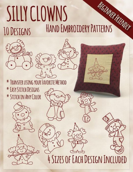 Silly Clowns Hand Embroidery Patterns