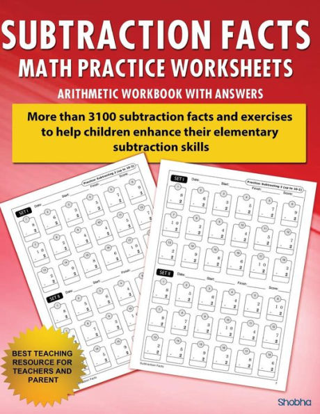 Subtraction Facts Math Practice Worksheet Arithmetic Workbook With Answers: Daily Practice Guide For Elementary Students And Other Kids (Elementary Subtraction Series)