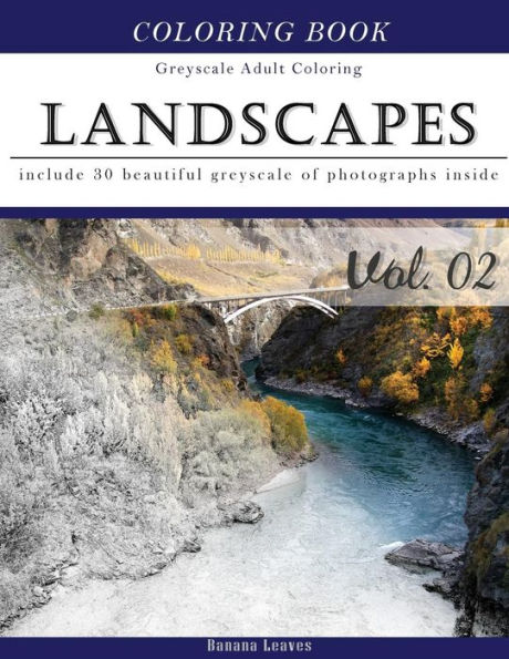 Landscapes Art: Gray Scale Photo Adult Coloring Book, Mind Relaxation Stress Relief Coloring Book Vol2: Series Of Coloring Book For Adults And Grown ... 11" (21.59 X 27.94 Cm) (Adults Coloring Book)