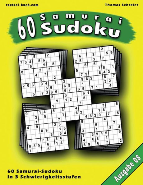 60 Samurai-Sudoku, Ausgabe 08: 60 Gemischte Samurai-Sudoku, Ausgabe 08 (German Edition)