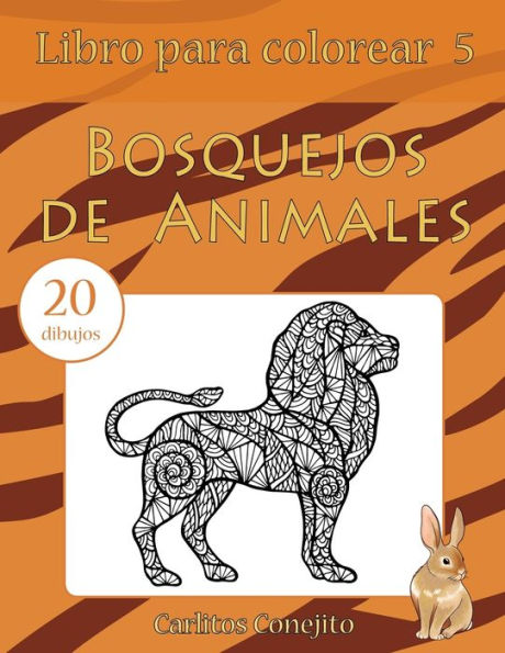 Libro Para Colorear Bosquejos De Animales: 20 Dibujos (Spanish Edition)