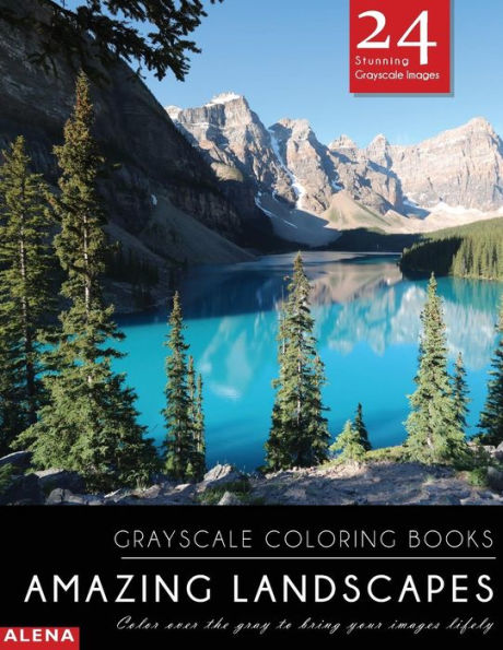 Amazing Landscapes: Grayscale Coloring Books: Color Over The Gray To Bring Your Images Lifely With 24 Stunning Grayscale Images (Grayscale Coloring Books Lanscapes For Calm, Meditation & Inspiration)