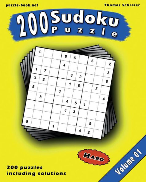 Sudoku: 200 Hard 9X9 Sudoku, Vol. 1 (200 Hard Sudoku)