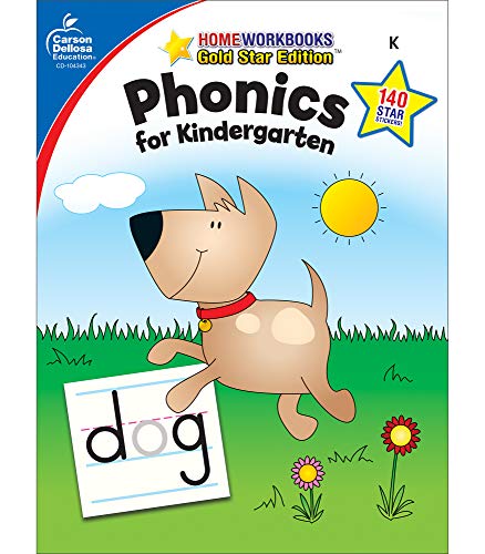 Carson Dellosa Phonics For Kindergarten Workbook?????writing Practice, Tracing Letters, Sight Words With Incentive Chart And Motivational Stickers (64 Pgs)