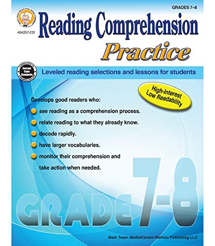 Mark Twain Media | Reading Comprehension Practice Workbook | 7Th?Çô8Th Grade, 96Pgs