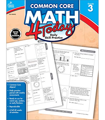 Carson Dellosa Common Core Math 4 Today Workbook?????reproducible 3Rd Grade Math Workbook, Place Value, Geometry, Algebra Practice, Classroom Or Homeschool Curriculum (96 Pgs) (Common Core 4 Today)