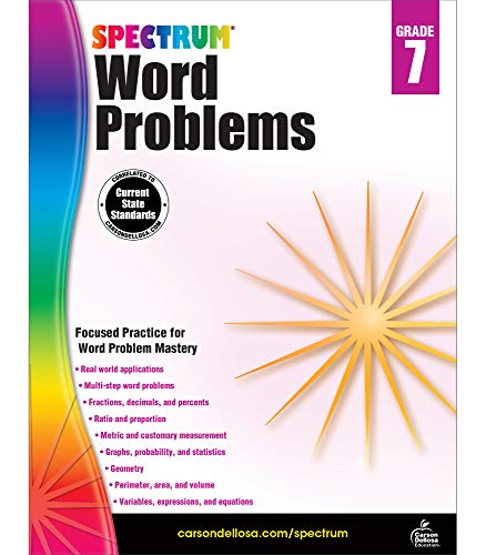 Spectrum Grade 7 Math Word Problems Workbook?????7Th Grade State Standards For Geometry, Percents And Statistics, Perimeter, Area And Volume For Classroom Or Homeschool (128 Pgs)
