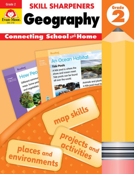 Evan-Moor Skill Sharpeners: Geography, Grade 2 Activity Book - Supplemental At-Home Resource Geography Skills Workbook