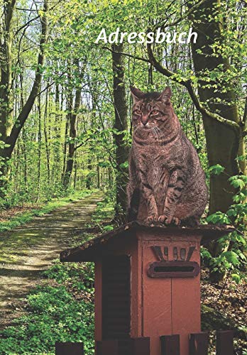 Adressbuch: Buch f?r Telefonnummern, E-Mails, Geburtstage, Jahrestage und wichtige Informationen mit einer Katze auf einem Briefkasten (Katzen) (German Edition)