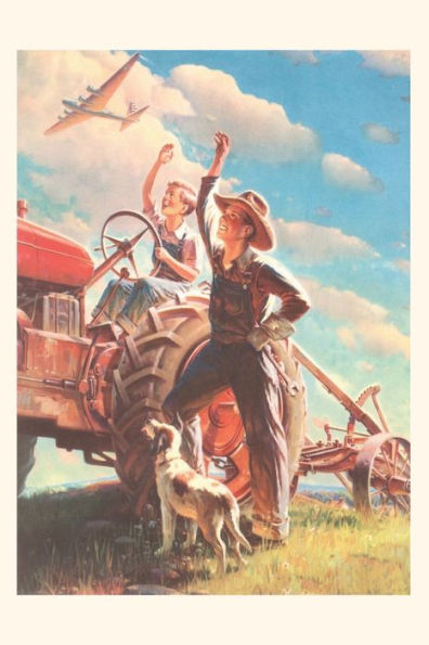 Vintage Journal Farmer And Son Waving To Airplane