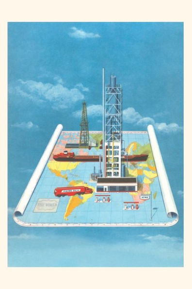 Vintage Journal Floating Map With Industrial Objects