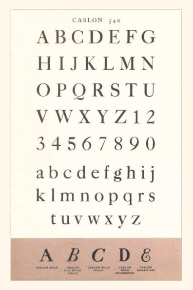 Vintage Journal Font Sample Chart, Carlson