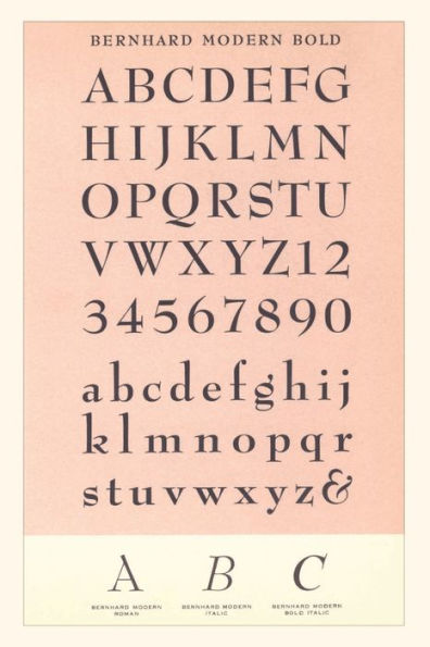 Vintage Journal Font Sample Chart, Bernhard