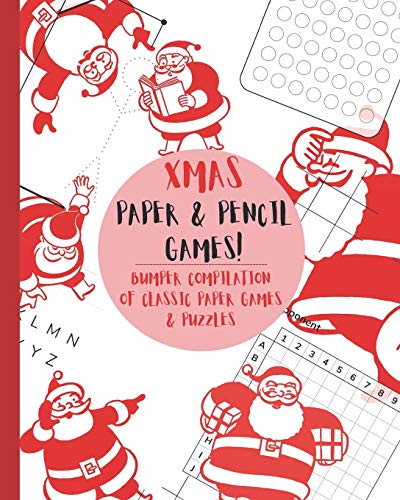 Paper & Pencil Games!: Cute Christmas Retro Vintage Santa Themed Travel & Activity Game Book With Game Instructions! Features 4 In A Row, Hangman, ... Battle, Tic Tac Toe & Dots & Boxes & Mazes