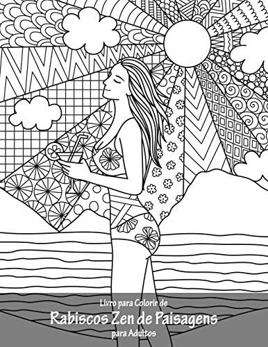 Livro para Colorir de Rabiscos Zen de Paisagens para Adultos (Portuguese Edition)