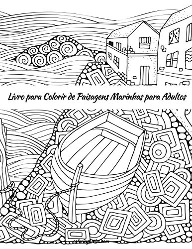 Livro para Colorir de Paisagens Marinhas para Adultos (Portuguese Edition)