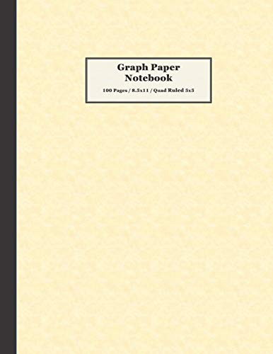 Graph Paper Notebook: 100 Pages, 8.5X11, Quad Ruled 5X5, Yellow Parchment Cover Pattern
