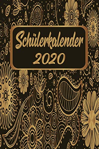 Sch??lerkalender 2020: Wochenplaner Zum Notieren, Organisieren Und Planen Ca. Din A5 6X9. Kalender / Terminkalender / Monats- / Tages??bersicht / ... Schwarz Blumen Retro Vintage (German Edition)