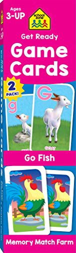 School Zone - Get Ready Game Cards Go Fish & Memory Match Furm 2 Pack - Ages 3 and Up, Alphabet, ABCs, Uppercase and Lowercase Letters, Matching, Pairing, Memory, and More