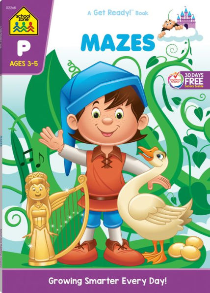 School Zone - Mazes Workbook - 64 Pages, Ages 3 to 5, Preschool, Kindergarten, Maze Puzzles, Wide Paths, Colorful Pictures, Problem-Solving, and More (School Zone Get Ready!? Book Series)