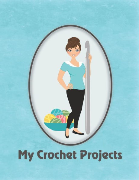 My Crochet Projects : Modern Brunette Crochet Lady On Blue Background, Glossy Finish