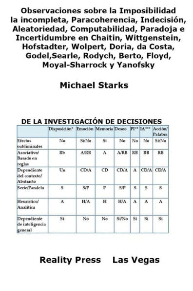 Observaciones Sobre Imposibilidad, Incompleta, Paracoherencia,Indecisi?n,Aleatoriedad, Computabilidad, Paradoja E Incertidumbre: En Chaitin, ... Moyal-Sharrock Y Yanofsky (Spanish Edition)