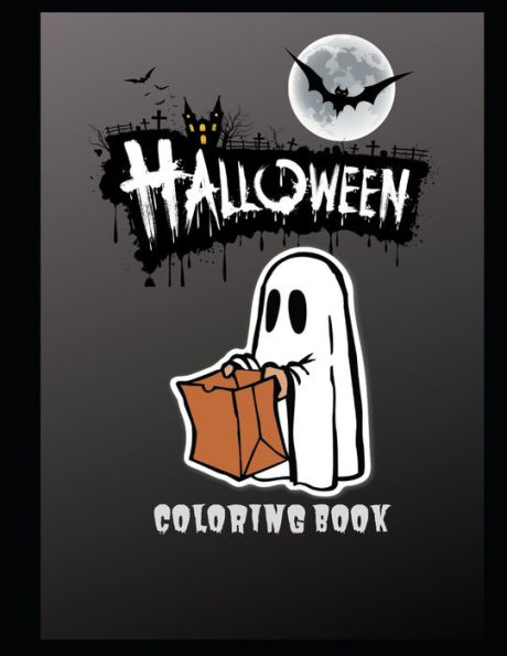 Halloween Coloring Book: Halloween Coloring Book, Black and White drawings and colored illustrations to be inspired! Funny Pumpkins, Witches, Monsters, Bats, and more, | 100 Large 8.5 x 11 inch pages,