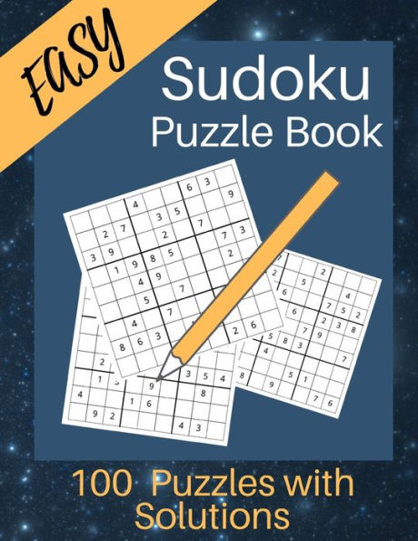 Easy Sudoku Puzzle Book: Galaxy & Stars Design Sudoku Book for Beginners Solving Puzzles /Large 8.5 X 11 Inches
