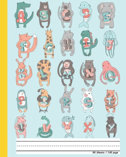A to Z Animal Minimal Words For Kids: Dotted Mid line and Picture Space | Exercise Book | early learning | age 1-3, Easy, Funny, Cute (Beginner books)