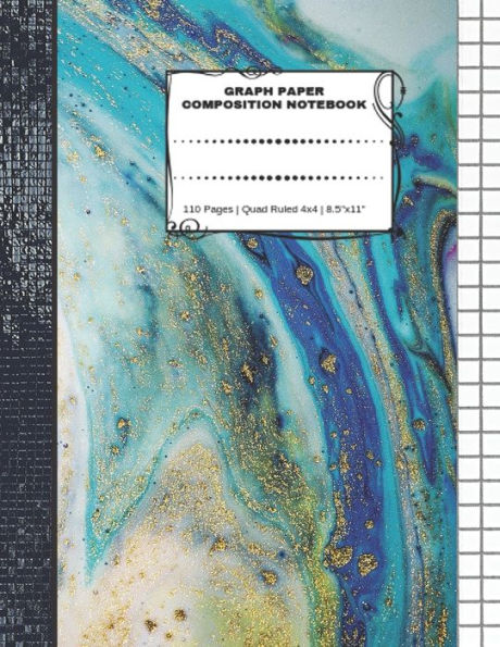 Graph Paper Composition Notebook: 110 Pages | Quad Ruled 4x4 | 8.5" x 11": Marble Large Notebook with Grid Paper | Math Notebook For Students
