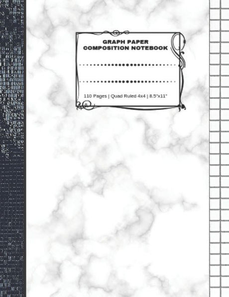 Graph Paper Composition Notebook: 110 Pages | Quad Ruled 4x4 | 8.5" x 11": Marble Large Notebook with Grid Paper | Math Notebook For Students - 9781694711809