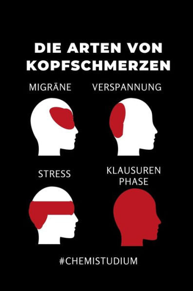 DIE ARTEN VON KOPFSCHMERZEN MIGRÄNE VERSPANNUNG STRESS KLAUSURENPHASE: A5 Studienplaner für Chemie Fans | Geschenk fuer Studenten | Semesterplaner | ... | Chemiker | Studium (German Edition) - 9781695375871