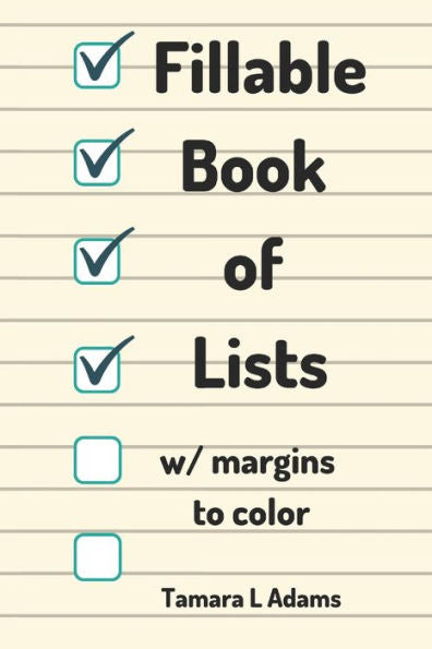 Fill-able Book of Lists: w/ margins to color
