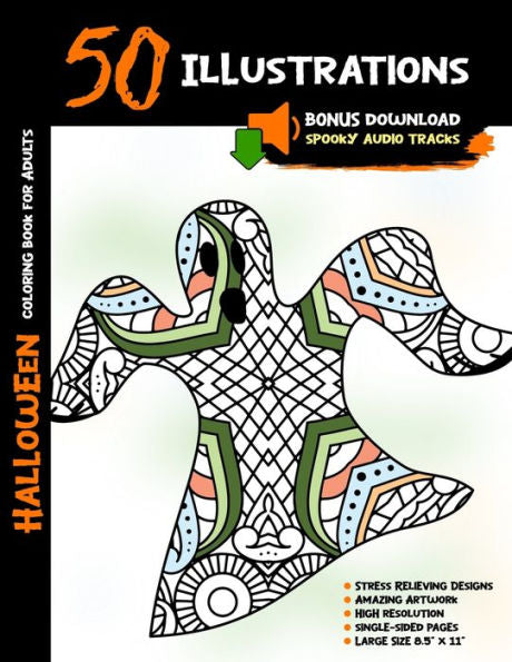 Halloween Coloring Book for Adults: 50 Halloween Illustrations Printed On One Side, Safe For Markers | Fun Craft Activity Gift | Stress Relieving ... Audio Tracks (Halloween Coloring Books) - 9781696154086